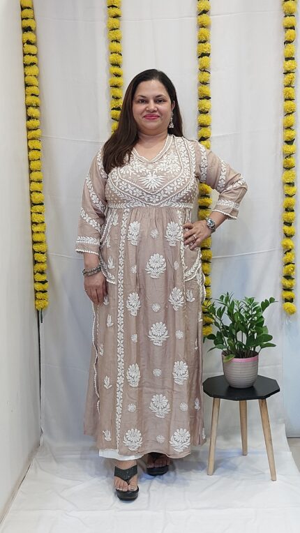 Premium Muslin Silk A Line Fancy Long Kurta